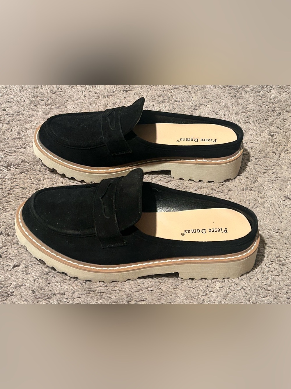 Pierre Dumas Black Suede Slip-On Loafer Mules size 8